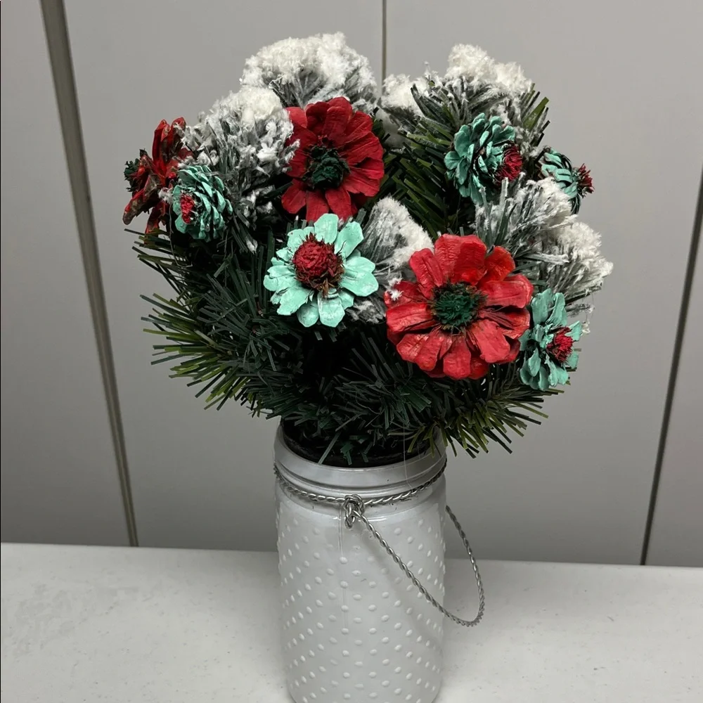 Hand crafted Festive Floral Arrangement in White Vase